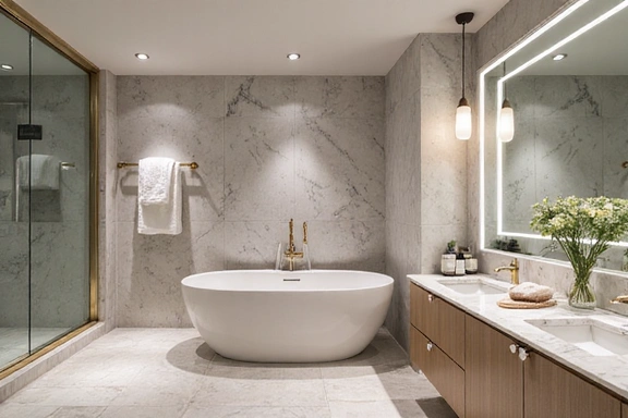 Luxury suite bathroom with marble finishes