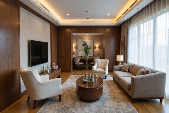 Luxury suite living area with sofa