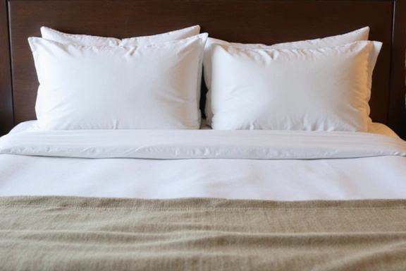 Standard room bed with premium linens