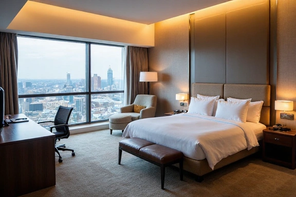 Executive suite with workspace and lounge area