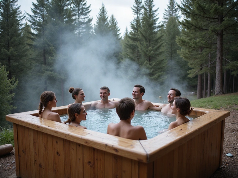 Guests enjoying outdoor hot tub