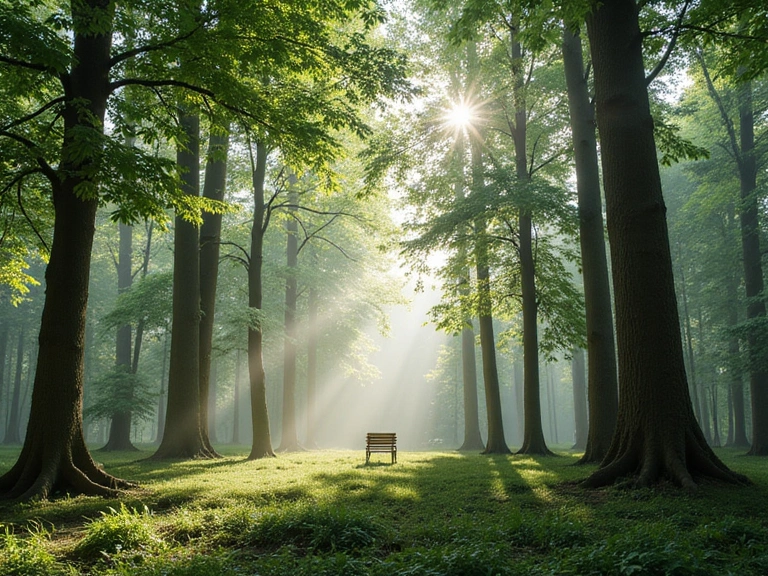 Lush green forest surrounding the retreat