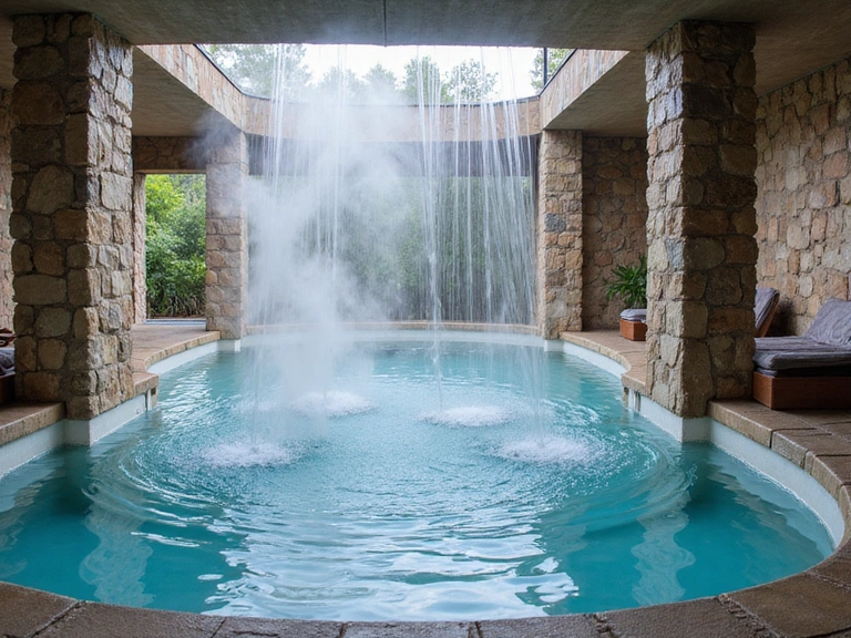 Luxury spa pool with waterfall feature