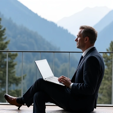 Business professional at retreat