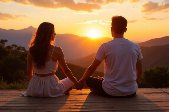 Couple enjoying sunset at the retreat